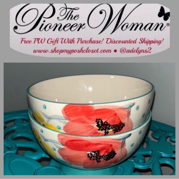 🌺 EUC Pioneer Woman (2) 20-Ounce Soup Bowls, Set of 2 - Picture 3 of 6